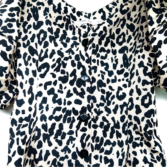 Nic & Jo Leopard Animal Print Puff Sleeve Button Down Dress - Picture 5 of 8